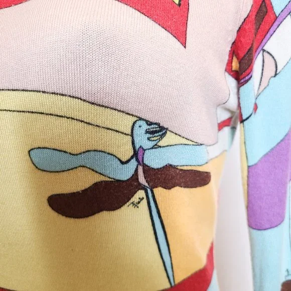 Emilio Pucci Iride Print Silk/Cotton Sweater Pullover Top - Size: 38 - Picture 4 of 16